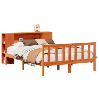 Berkfield Home Bookcase Bed without Mattress Wax Brown 140x200 cm Solid Wood Pine