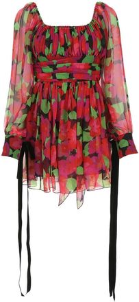 Saint Laurent Printed Silk Mini Dress