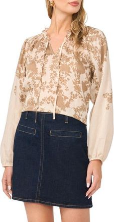 Vince Camuto Raglan Sleeve Split Neck Top in French Oak at Nordstrom, Size X-Large