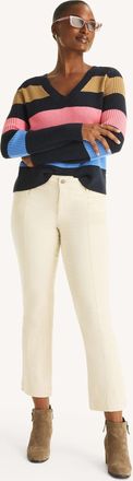Nautica Womens Mid-Rise Demi Bootcut Sateen Pant