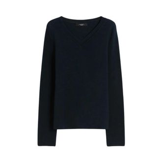 Max Mara Wkdago Knit - Dames - Ronde hals truien - Blauw - XS - Katoen - Truien & Vesten