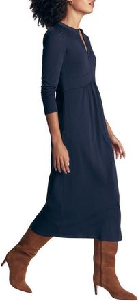 Boden Hope Zip Detail Jersey Midi Dress in Navy at Nordstrom, Size 12