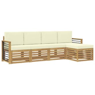 vidaXL Conjunto De Sof&aacute;s De Exterior 5 Pcs Blanco Y Crema Vidaxl