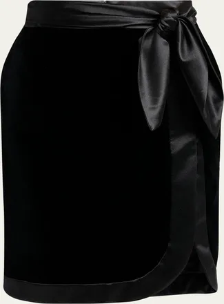 Saint Laurent Wrap Skirt in Velvet and Satin