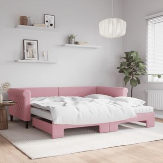 vidaXL Vidaxl - Sof&aacute; Cama Nido Con Colch&oacute;n Terciopelo Rosa 100x200 Cm