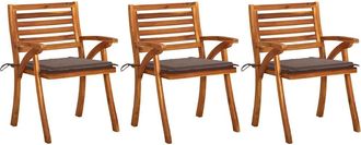 vidaXL Sillas De Comedor Jard&iacute;n Y Cojines 3 Uds Madera Maciza Acacia Vidaxl