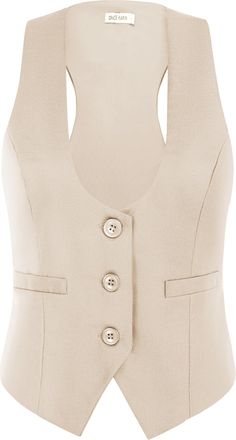 Grace Karin Ladies Slim Button Down Waistcoat Retro Work Business Fancy Banquet Gowns Vest Jacket Apricot XL