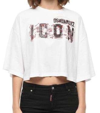 Dsquared2 White Graphic Crew Neck T-Shirt