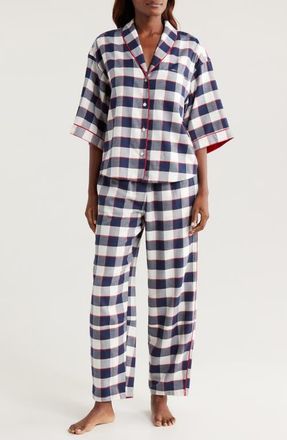 Lunya Check Cotton & Modal Flannel Pajamas in Alpine Plaid at Nordstrom, Size X-Large