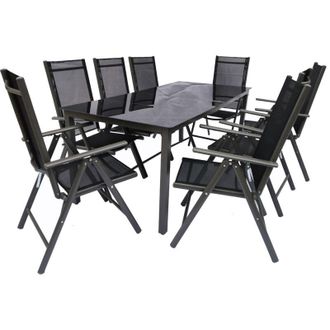 VCM 9 pz Set Mobili da Giardino Gruppo Posti a sedere Gruppo Da Pranzo 1xTavolo, 8x Sedie Tavolo Dimensioni ca. a. 76 x l. 189 x p. 90 cm Set Giardino