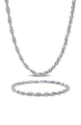 Delmar Singapore Chain Bracelet & Necklace Set in Silver at Nordstrom Rack