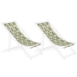 Beliani Conjunto De 2 Telas De Poli&eacute;ster Multicolor Para Tumbona De Jard&iacute;n Patr&oacute;n Floral Moderno Exterior Anzio / Avellino