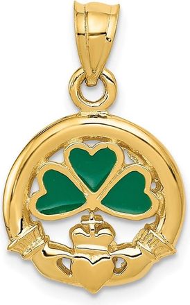 Diamond2Deal 14k Yellow Gold Enameled Claddagh Charm Pendant