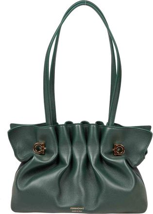 Ferragamo Soft Bag S shoulder bag in nappa green color