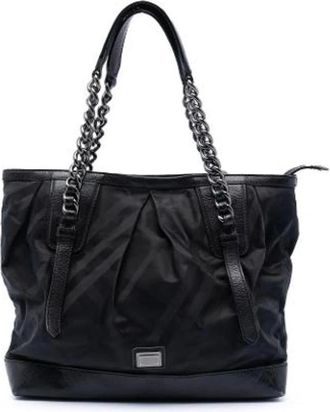 Burberry Pre-owned Shoulder Bags, female, Black, Size: ONE SIZE Pre-owned Vintage Nylon Tote