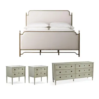 Frontgate Whitby/Etienne Bedroom Set in French Patina - Queen, Bed, Two Bedside Chests and Six-Drawer Dresser - Frontgate