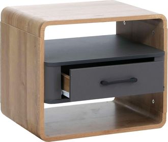 Hhg Comodino Hhg-820, Cassettiera Da Camera Da Letto, Cassetto In Mdf 40x48x44 Cm, Effetto Rovere Rivera, Grigio Scuro