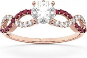 Allurez Infinity Diamond & Ruby Gemstone Engagement Ring 18k Rose Gold 0.21ct