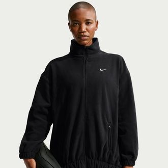 Nike Womens One Therma-FIT Oversized Full-Zip Jacket in Black | IX7287-010