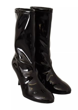 Stuart Weitzman Black Patent Leather High Heels Boots Womens Shoes (Pre-Owned)