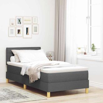 vidaXL Cama Tipo Box Spring Con Colch&oacute;n Gris Oscuro 90 X 200 Cm Tela Vidaxl