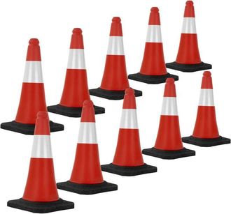 ECD Germany Ecd Germany - 10x Cono De Tr&aacute;fico Obra Pieza De Se&ntilde;alizaci&oacute;n Emergencia Color Rojo Y Blanco 51 Cm De Altura Con Base Pesada Y Robusto Pil&oacute;n De Segurid