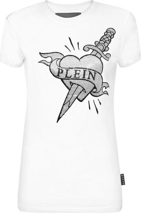 Philipp Plein T-Shirt Slim Fit Love - Dames - T-shirts - Wit - S - Katoen - Tops