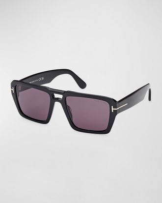 Tom Ford Mens Redford Acetate Rectangle Sunglasses