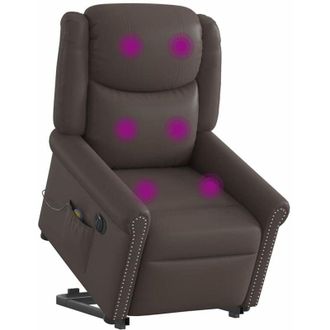 vidaXL Vidaxl - Sill&oacute;n De Masaje Elevable El&eacute;ctrico Marr&oacute;n Brillante