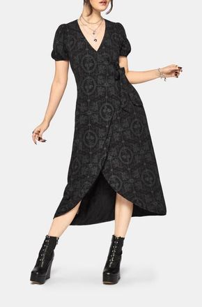 Disturbia Cameo Floral Printed Wrap Dress in Black at Nordstrom, Size 10