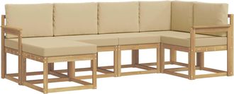 vidaXL Conjunto De Sof&aacute;s De Exterior 6 Uds. Y Beige Poli&eacute;ster Vidaxl