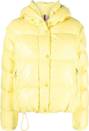 Moncler Yellow Hooded Puffer Jacket - women - Cotton/Polyamide/Polyamide/Goose Down/Feather - 4