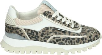 Floris Van Bommel Schoenen, Dames, Veelkleurig, 38 EU, Leer, Sportieve Lage Damesschoenen Bruin Patroon