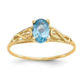 Diamond2Deal 14k Yellow Gold Blue Zircon Ring