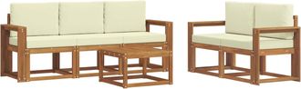 vidaXL Conjunto De Sof&aacute;s De Exterior 6 Uds. Natural Y Crema Vidaxl