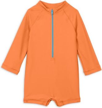 primary Long Sleeve One-Piece Rashguard Swimsuit in Cantaloupe at Nordstrom, Size 6-12M