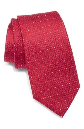 Duchamp Neat Geometric Silk Tie in Red at Nordstrom Rack
