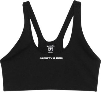 Sporty & Rich Sport-BH met opvallend logo - Dames - Sport BHs - Zwart - S - Fitness