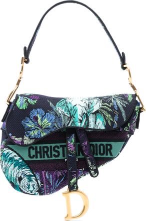 Dior Tweedehands Canvas Geborduurde Bloemen Zadeltas