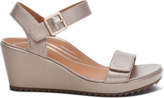 Aetrex Womens Andrea Wedge Sandal In Platinum