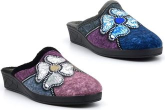 Generic Ladies Wedge Heel Slippers Size 8 Mule Slipper Size 5 Womens Carpet Slippers Ladies Mule Slipper Slip On Wedge Heels Sizes 3-8 Black/Grey 3 UK