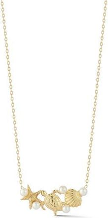 Glaze Jewelry Freshwater Pearl Shell & Sea Turtle Pendant Necklace in Gold at Nordstrom Rack