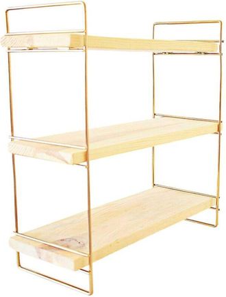 Dmora Estanter&iacute;a Bada, Estante, Estante De Pared, Estanter&iacute;as Multiusos, 16x40 H45 Cm, Oro Y Marr&oacute;n - Dmora