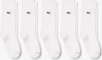Lacoste Mens Lacoste Unisex 5-Pack High-Cut Organic Cotton Socks - White JJI - White/White/White/White/White - Size: 9/9.5/11/10/12/10.5/11.5