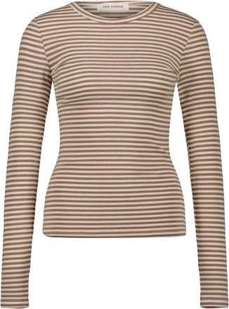 Sofie Schnoor Beige Gestreept Langarm T-shirt - Dames - Longsleeves - Beige - S - Tops