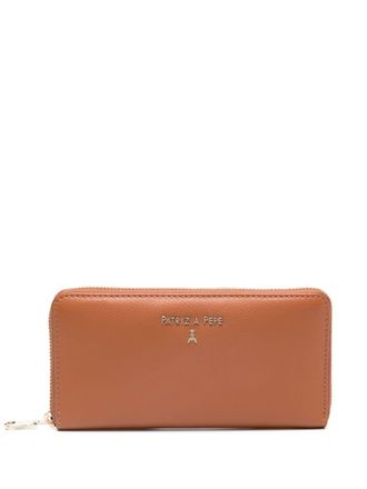 Patrizia Pepe Fly-plaque wallet - women - Calf Leather/Polyester - One Size - Neutrals