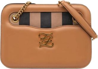 Fendi Pre-owned Karligraphy Pocket Shoulder Bag - Dames - Vintage Schoudertas - Bruin - ONE Size - Leer - Vintage