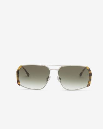 Isabel Marant Lunettes De Soleil Aviator Willo - Femme - Jaune Havane-nuance Vert P&acirc;le - Taille - Isabel Marant - Collection &Eacute;t&eacute; Femme - Nouvelle Collection Capsule