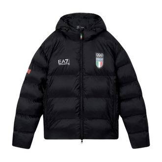 Emporio Armani Emporio Armani Ea7, Jassen, Heren, Zwart, S, Gewatteerd donsjack van ripstop-stof