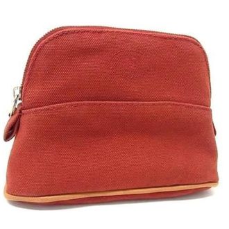 Herm&egrave;s Brown Red Brown Canvas Pouch (Pre-Owned)